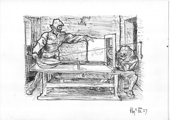 Homme dessinant un luth, d'après Dürer, 2025